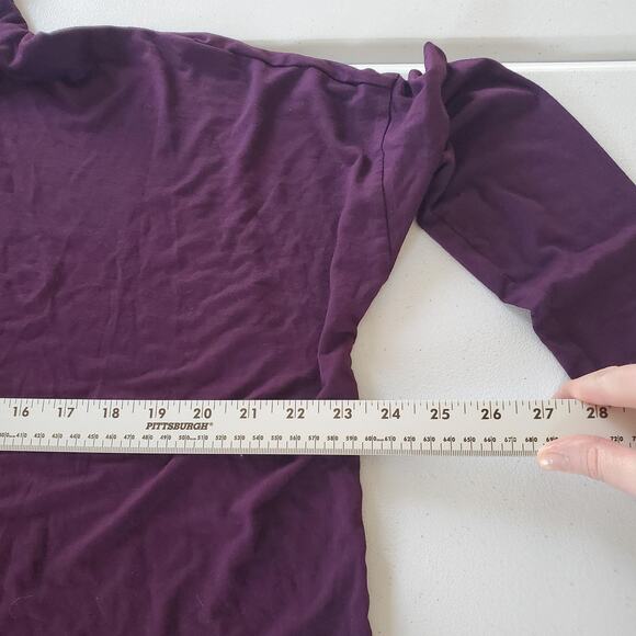 Eileen Fisher Shirt Womens Medium Purple Turtleneck Tunic Long Sleeve Made USA - Picture 5 of 7